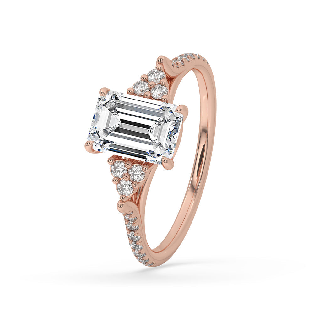 Emerald Cut Engagement Ring with Sparkling Micro Pave