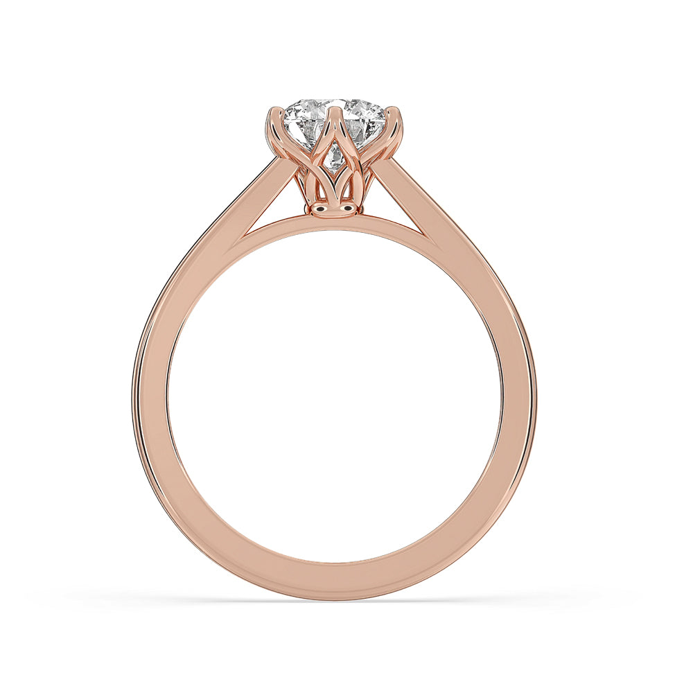 Round Cut Diamond Ring With 6 Prong Setting in Gold Secondary image