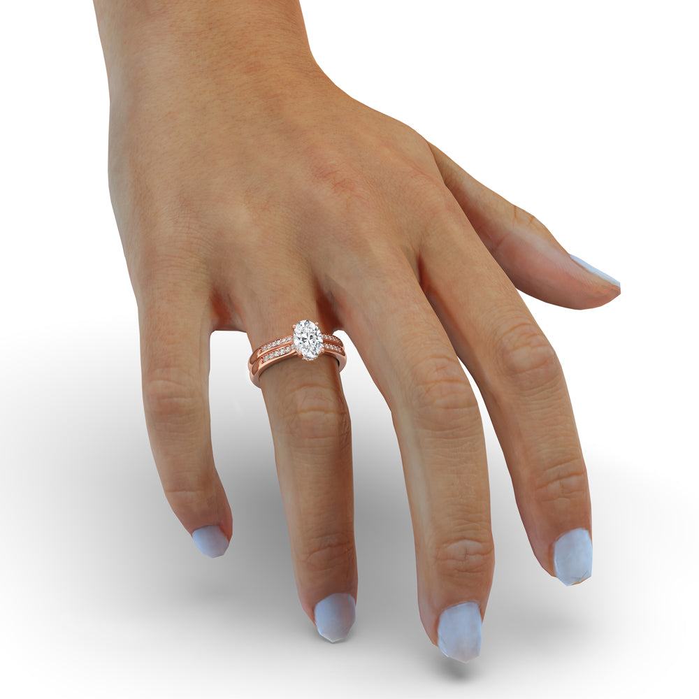 Oval Shaped Engagement Ring with Elegant Pave Style