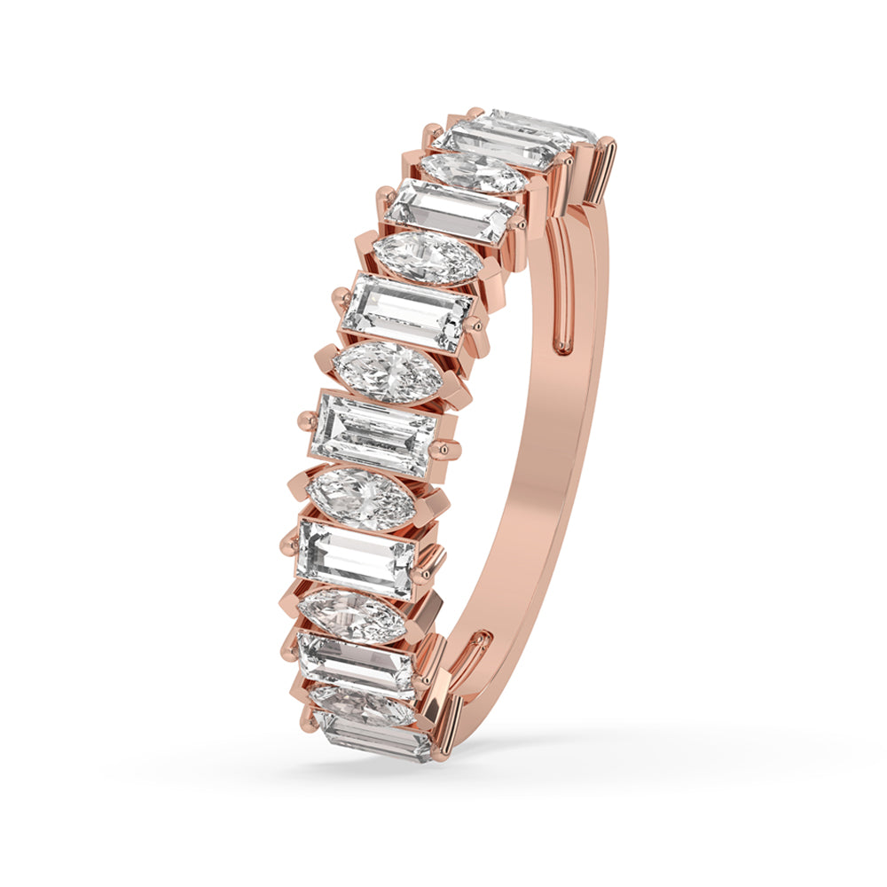 Half Eternity Band With  Marquise And Baguette Diamond