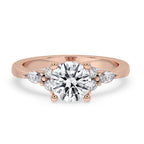 Round Diamond With 4 Round Side Stones Ring