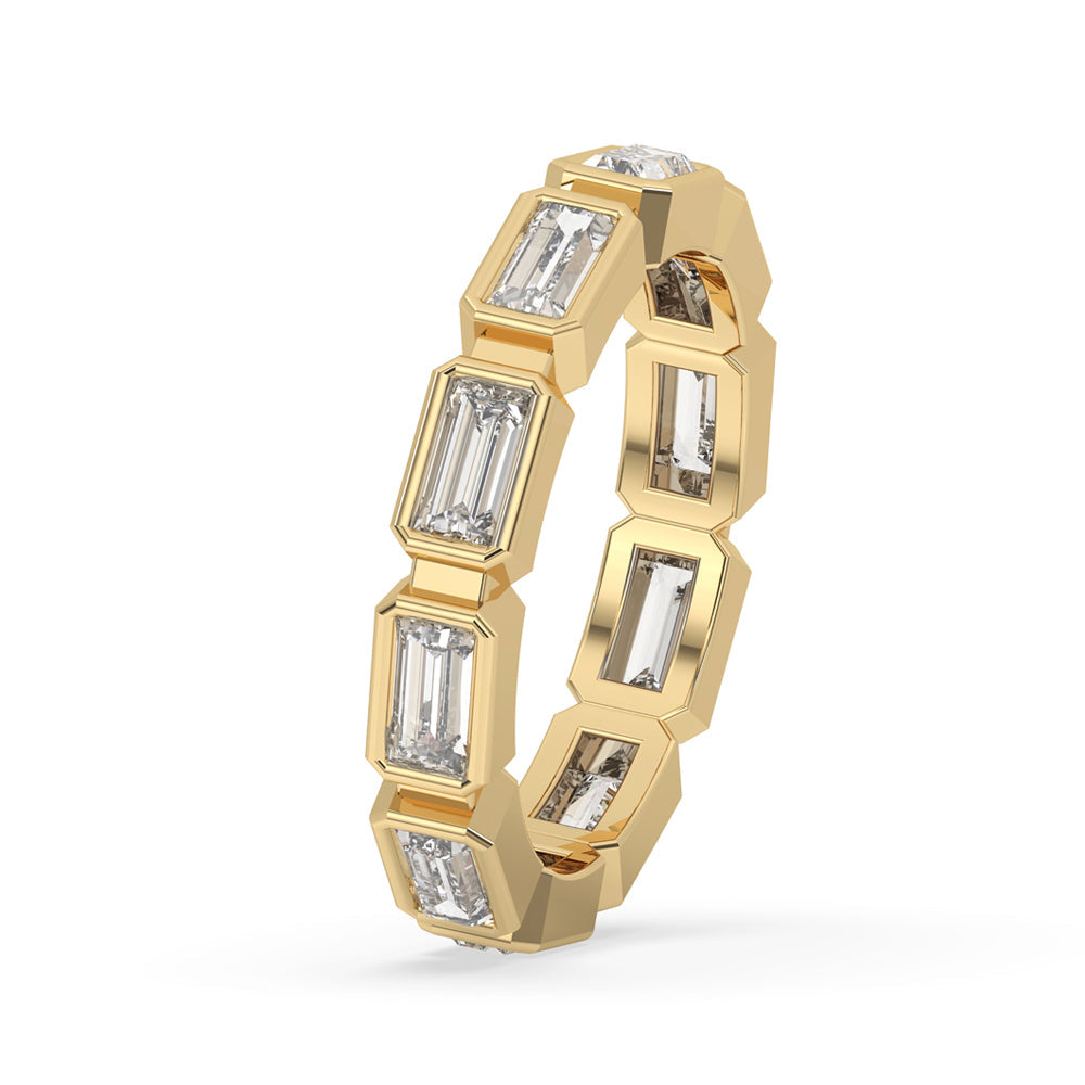 Bezel Wedding Band –  Baguette Cut Diamond