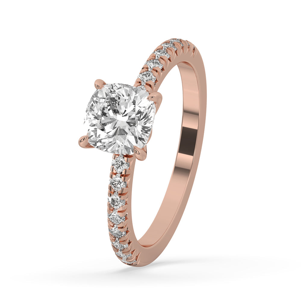 Cushion Cut Diamond Engagement Ring in 4 Prong Setting