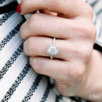 1.50 CT Radiant Cut Moissanite Double Halo Engagement Ring
