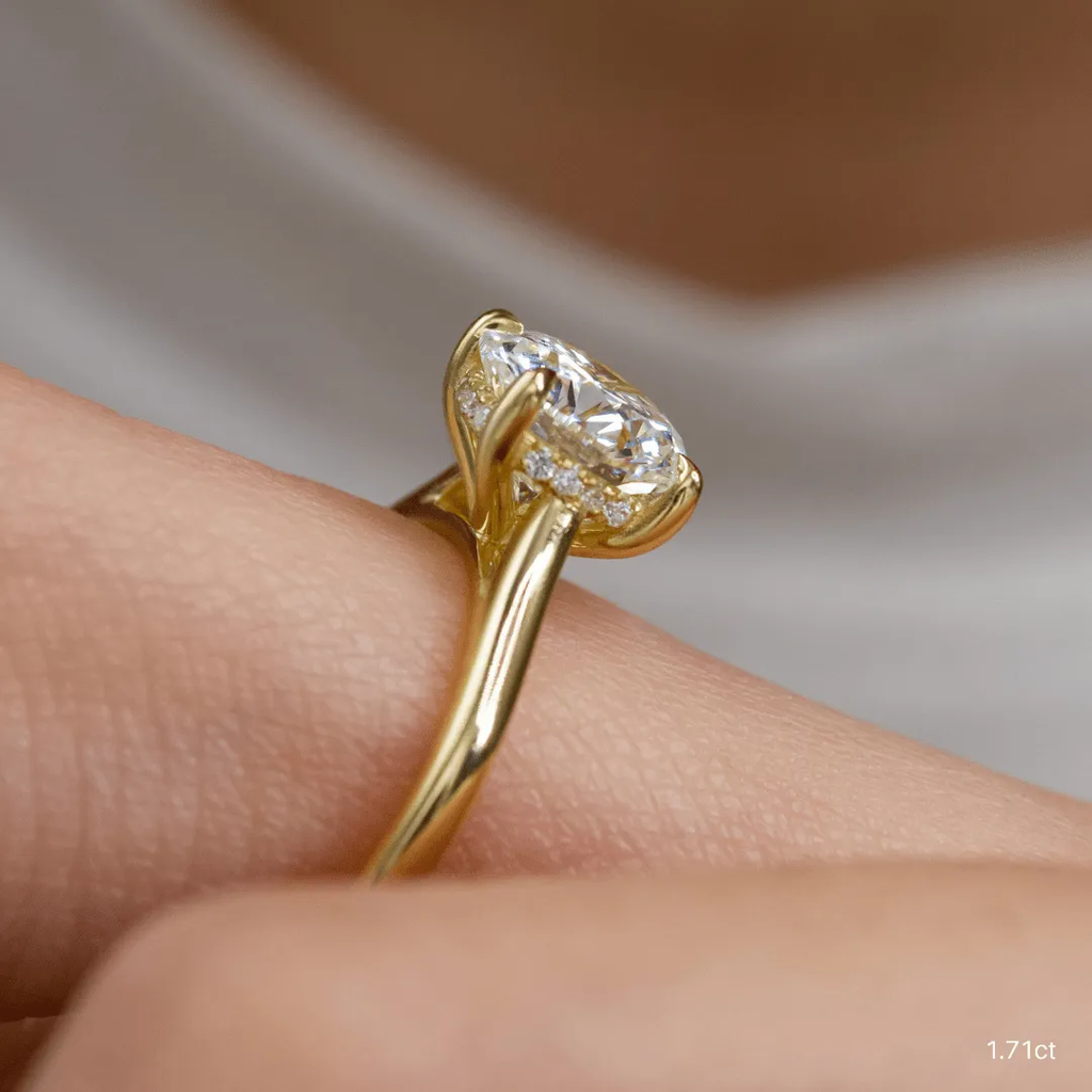 1.70 CT Round Moissanite Hidden Halo Engagement Ring