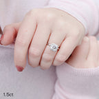1.50 CT Asscher Cut Moissanite Halo Style Engagement Ring