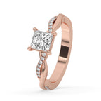 Princess Cut Twisted Band Engagement Ring