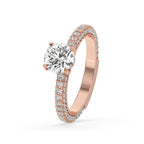 Round Cut Hidden Halo Engagement Ring with Pave Setting