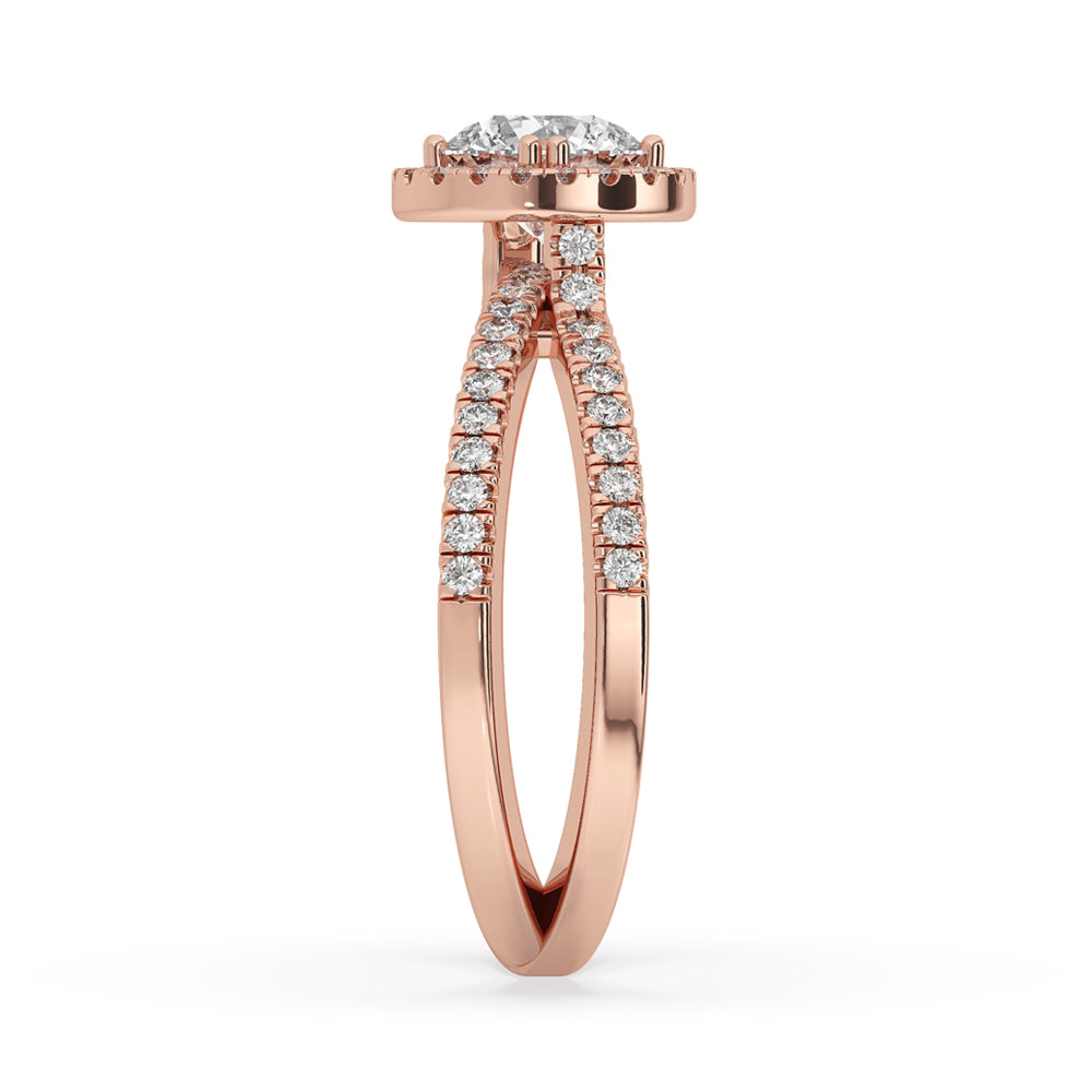 Gold Crossover Ring with Round Diamond for Timeless Style