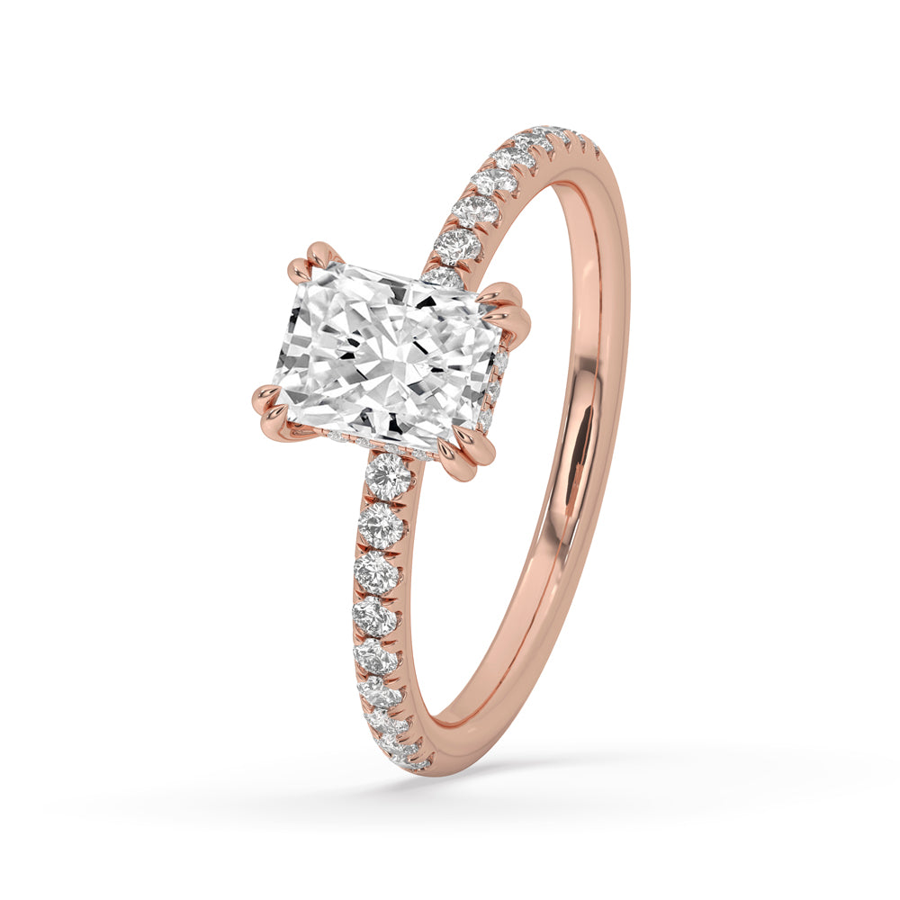 Radiant Diamond Cut Ring in Dazzling Pave Setting