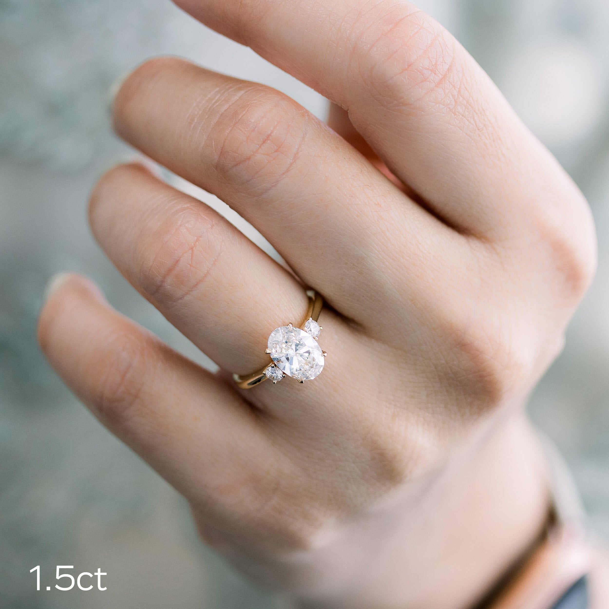 1.50 CT Oval Cut Moissanite Three Stone Engagement Ring