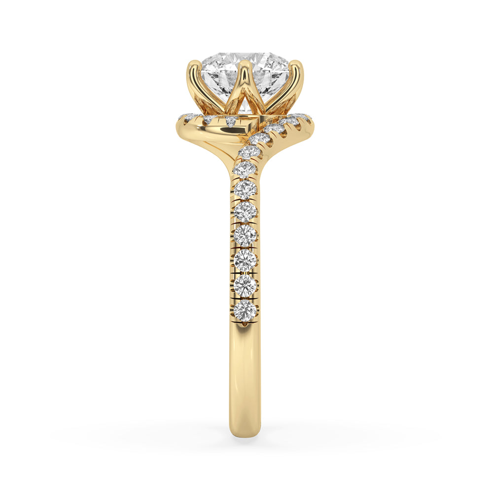 Twisted Engagement Ring Featuring a Sparkling Round Diamond