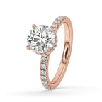 Round Diamond Double Hidden Halo Engagement Ring