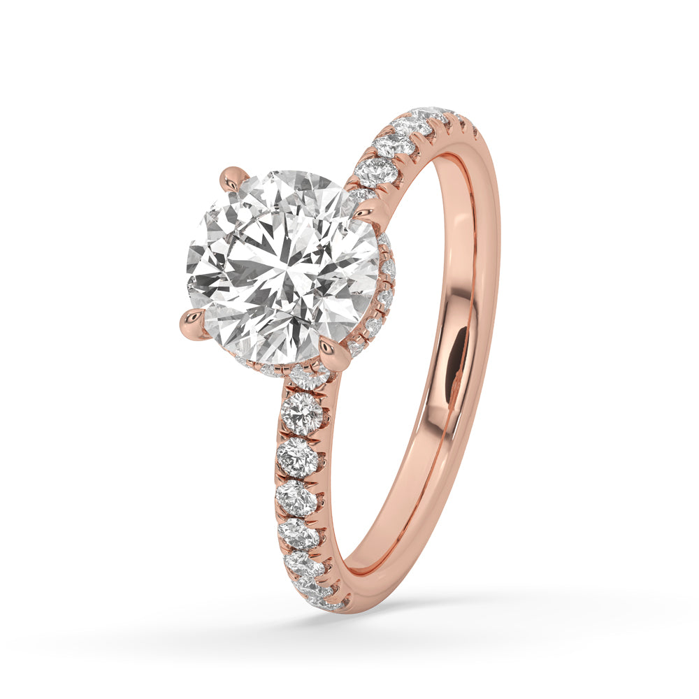 Round Diamond Double Hidden Halo Engagement Ring