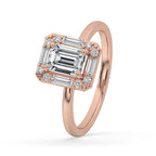 Emerald Cut Diamond Ring - Halo Setting