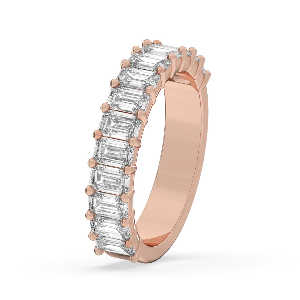 Emerald Cut Wedding Band - Stunning Half Eternity Look Imagen secundaria del producto