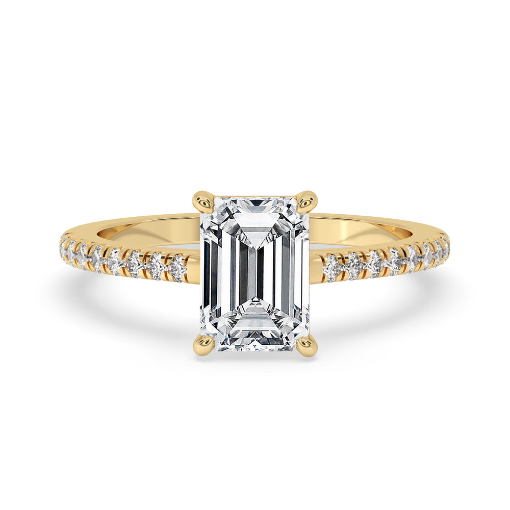 Emerald Cut Ring With Pave Style