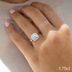 1.75 CT Round Brilliant Cut Moissanite Halo Engagement Ring