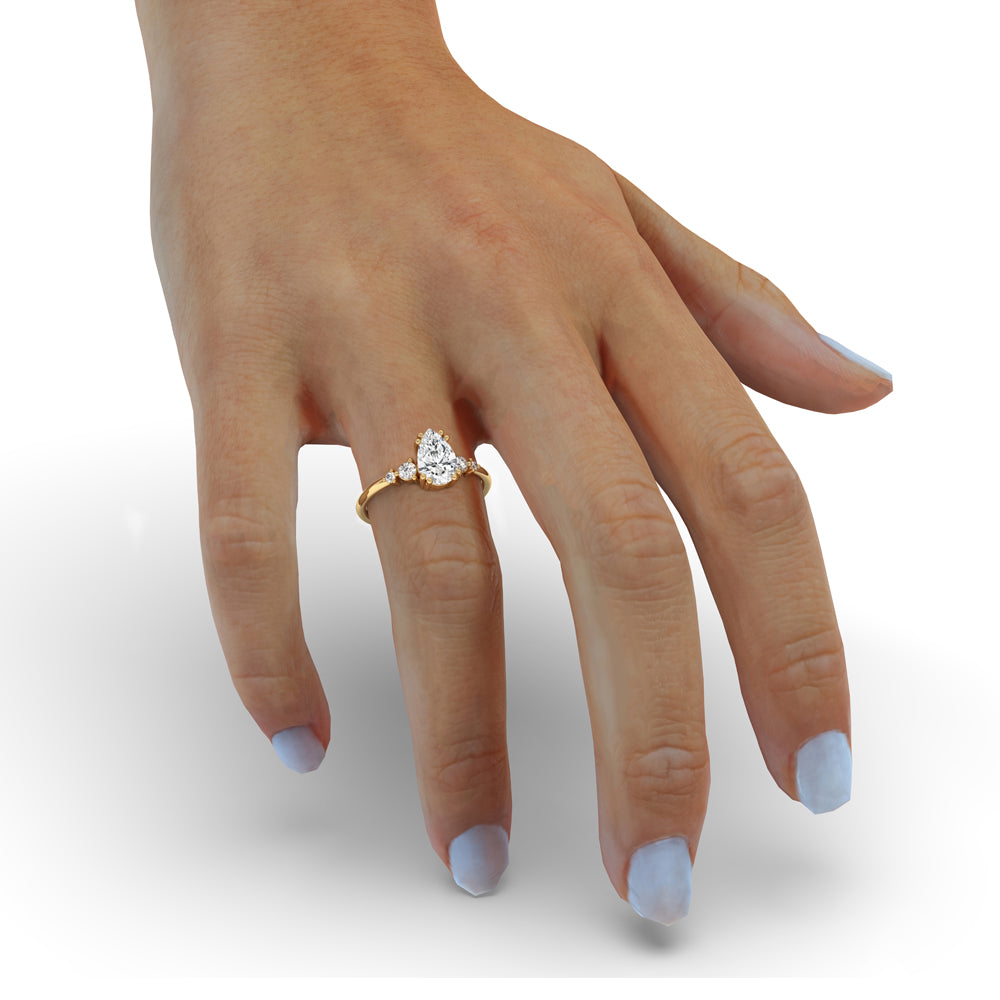 Teardrop Diamond Engagement Ring in Prong Setting Style
