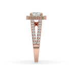 Split Shank Ring With Round Halo Diamond