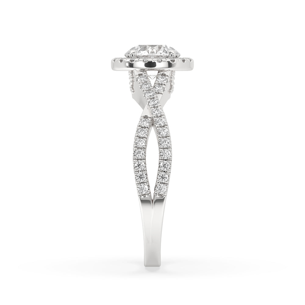 Twisted Engagement Ring With Halo Style