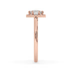 Hexagon Shape Halo Engagement Ring In Rose Gold