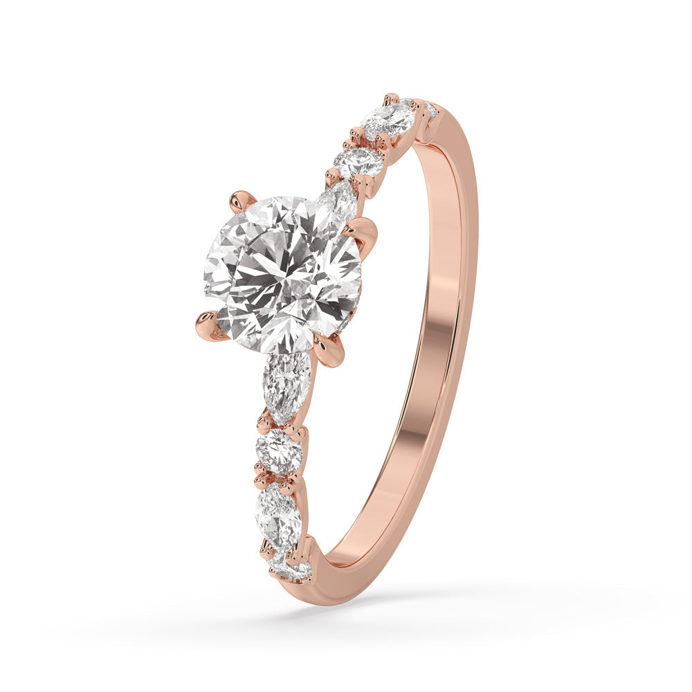 Round Brilliant Cut Diamond Ring in Classic Pave Setting