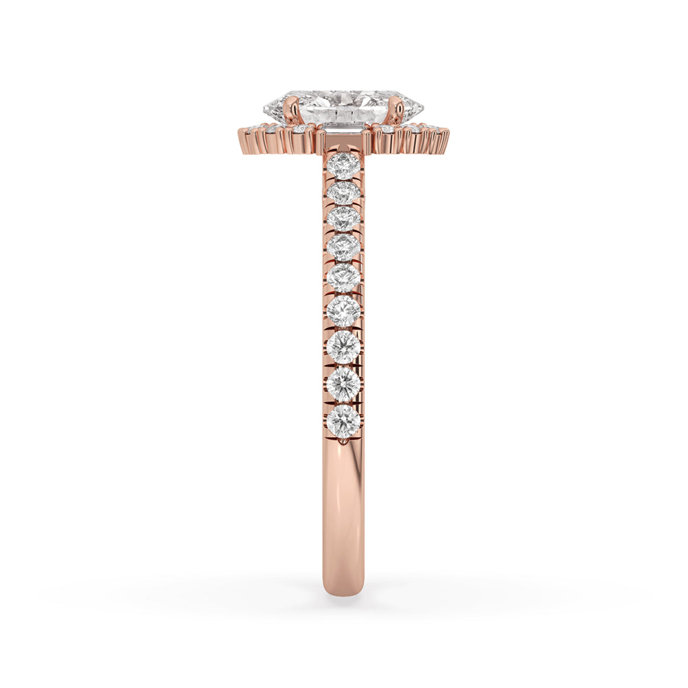 Oval Halo Engagement Ring in Rose Gold