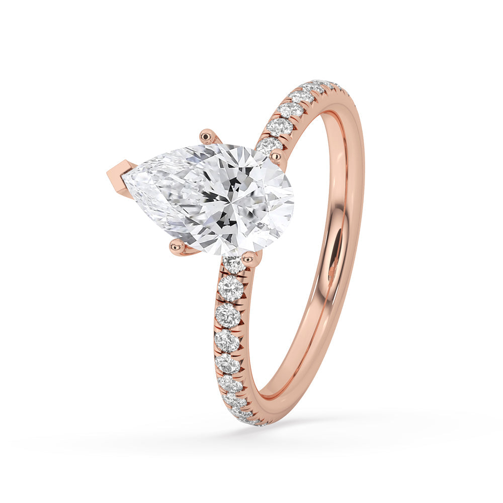 Pear Diamond Pave Band Engagement Ring