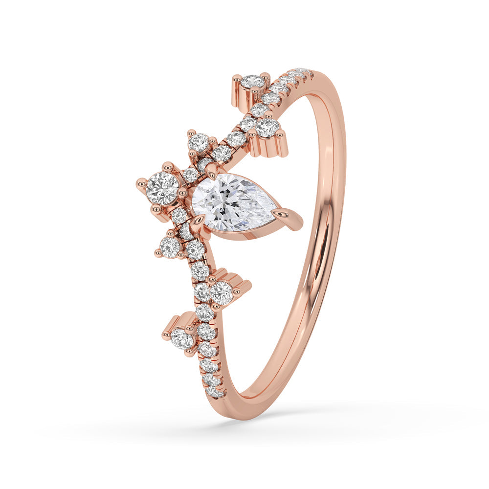 Pear Cut Engagement Ring with Rose Gold Setting