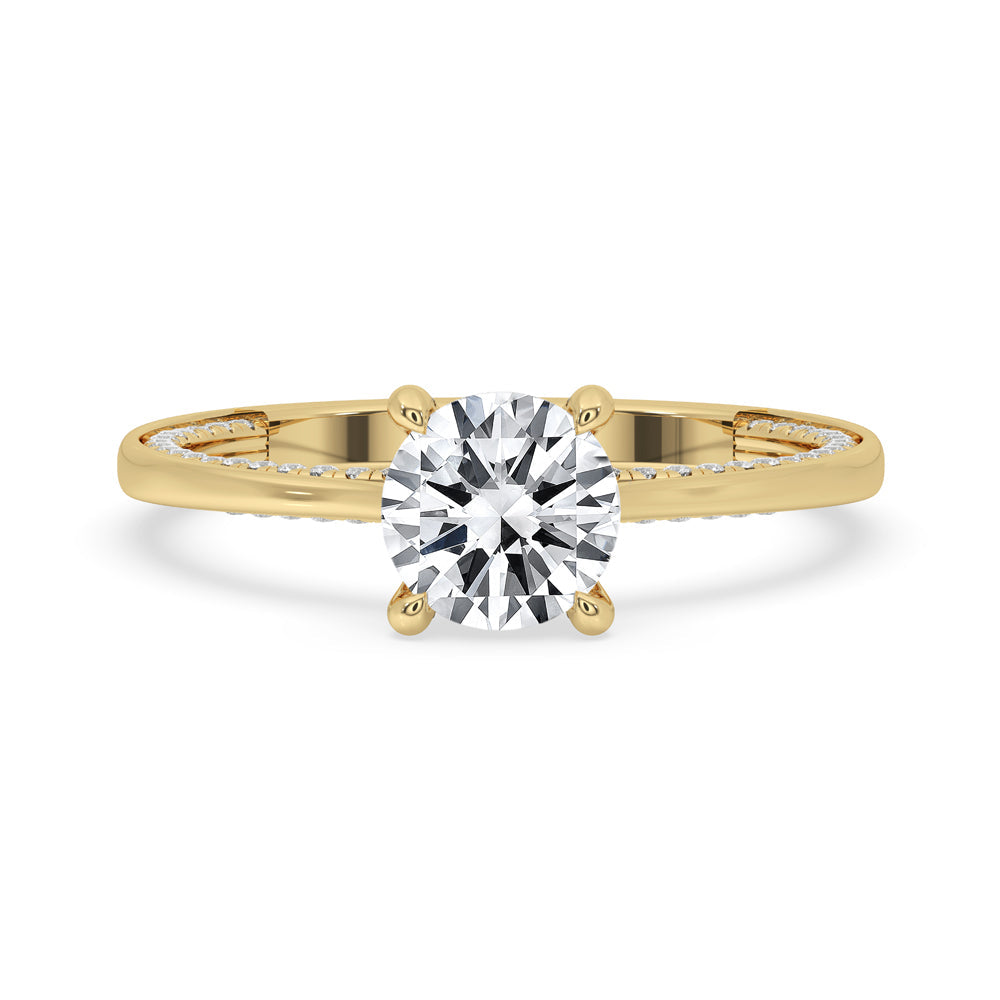 Cathedral Setting Engagement Ring - Hidden Pave Band