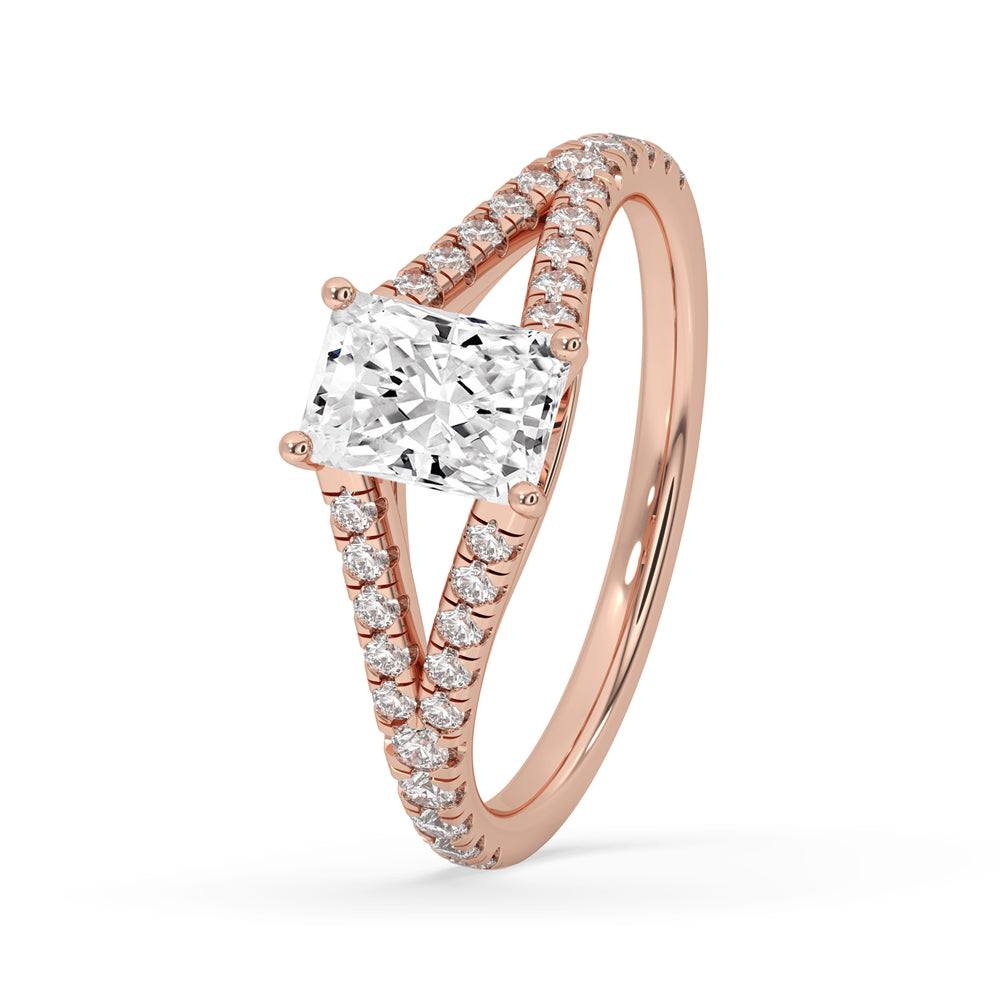 Radiant Cut Diamond Ring With Split Shank Style