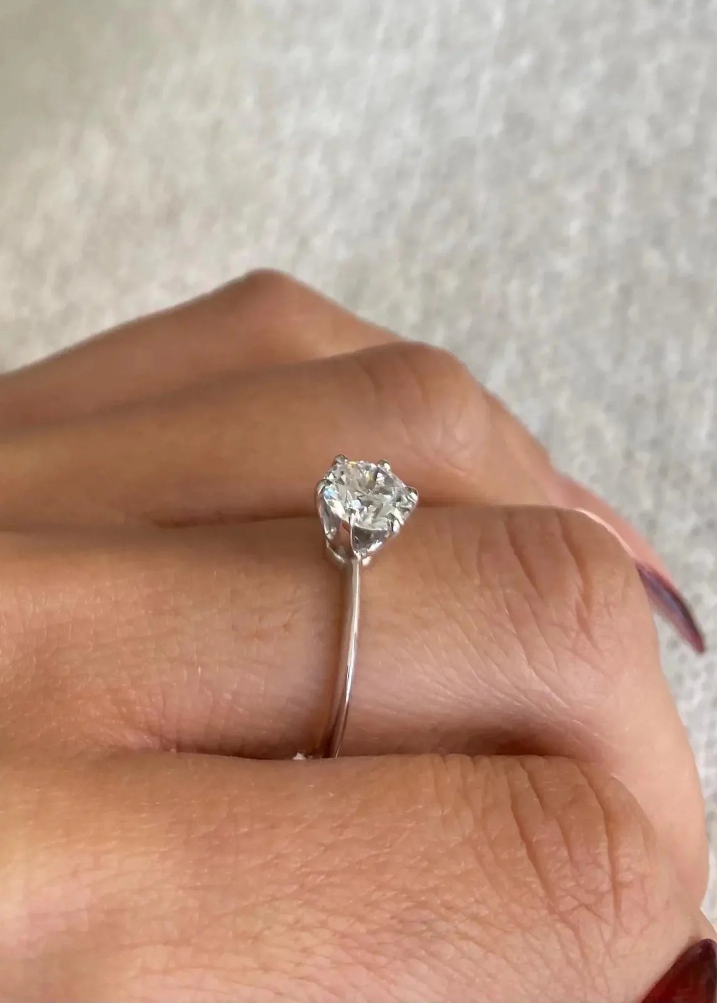 1 Carat Certified Round Lab Grown Diamond Engagement Ring Minimalist Ring - DisneyValley Main image