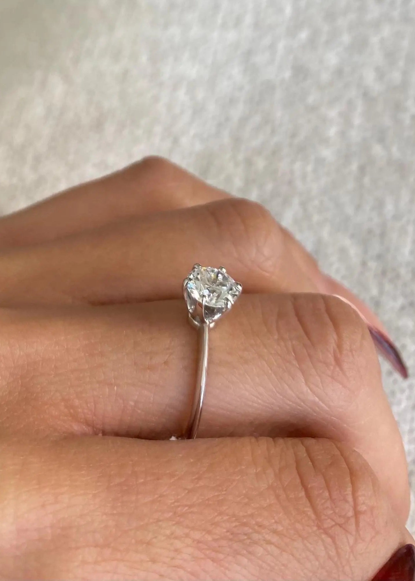 1 Carat Certified Round Lab Grown Diamond Engagement Ring Minimalist Ring - DisneyValley Main image