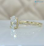 1 Carat oval cut Lab Diamond Hidden Halo Engagement Ring - DisneyValley