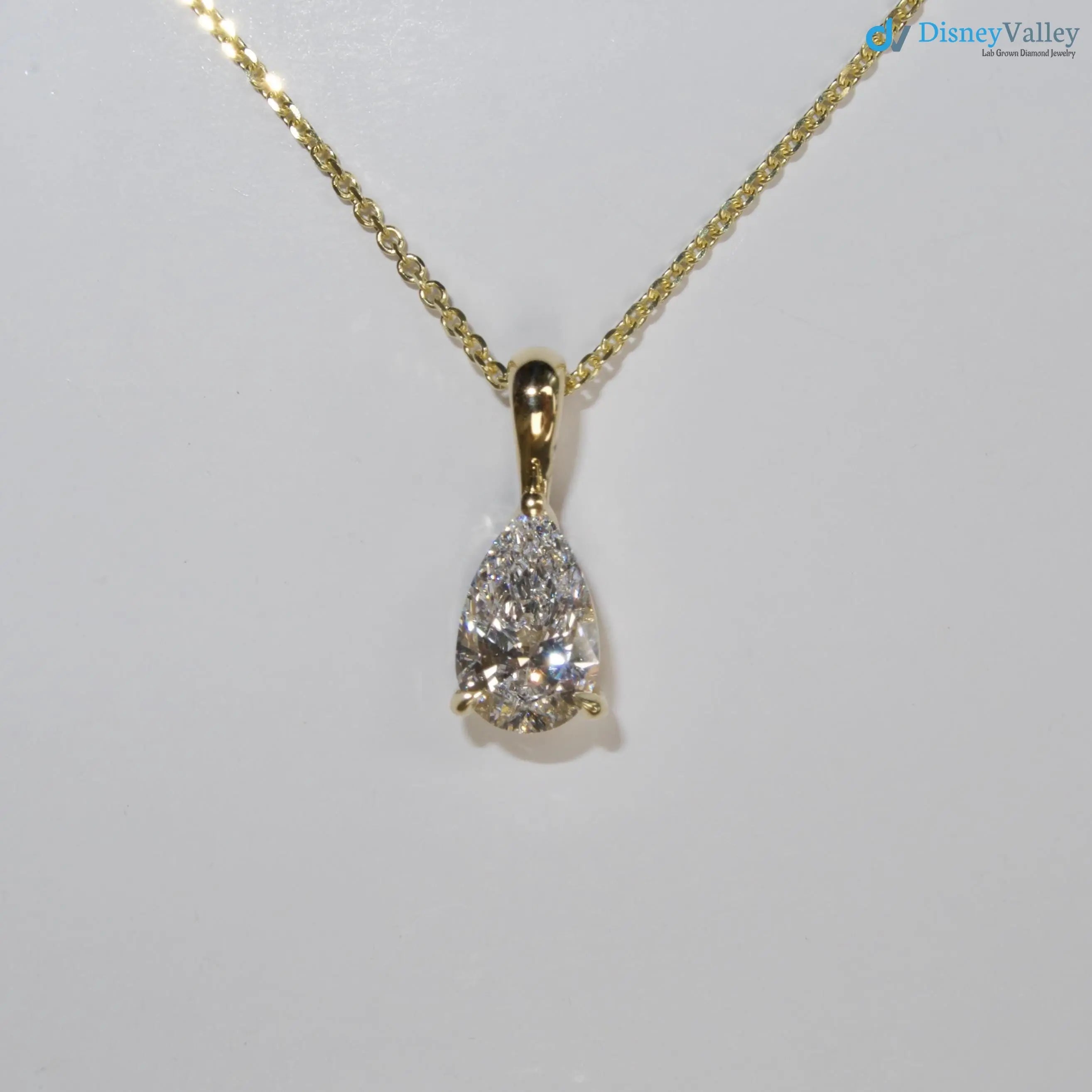 1 Carat pear cut Lab Grown Diamond Necklace DisneyValley Main image