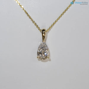 1 Carat pear cut Lab Grown Diamond Necklace DisneyValley