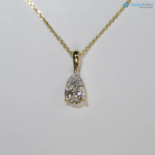 1 Carat pear cut Lab Grown Diamond Necklace DisneyValley