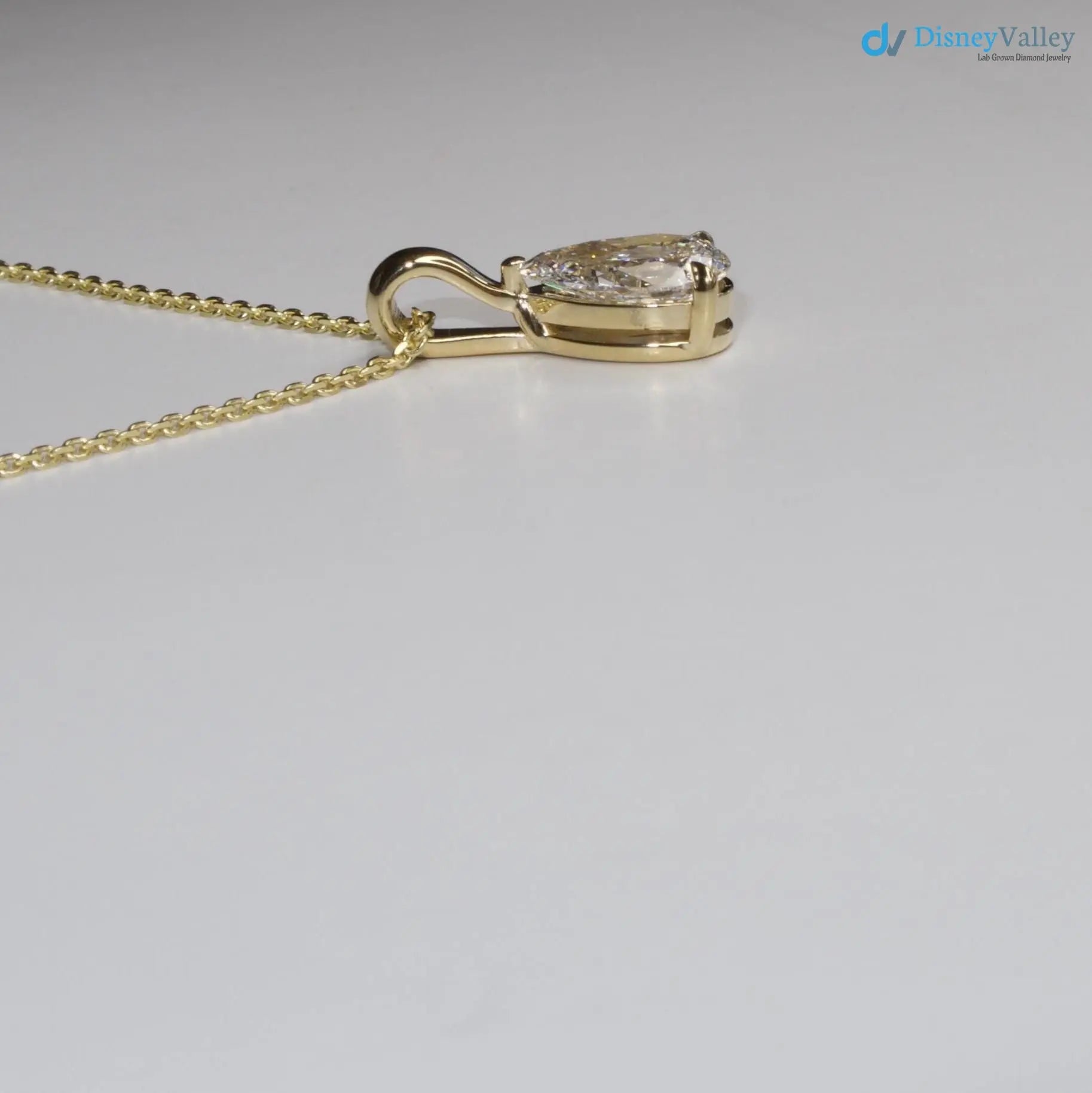 1 Carat pear cut Lab Grown Diamond Necklace DisneyValley