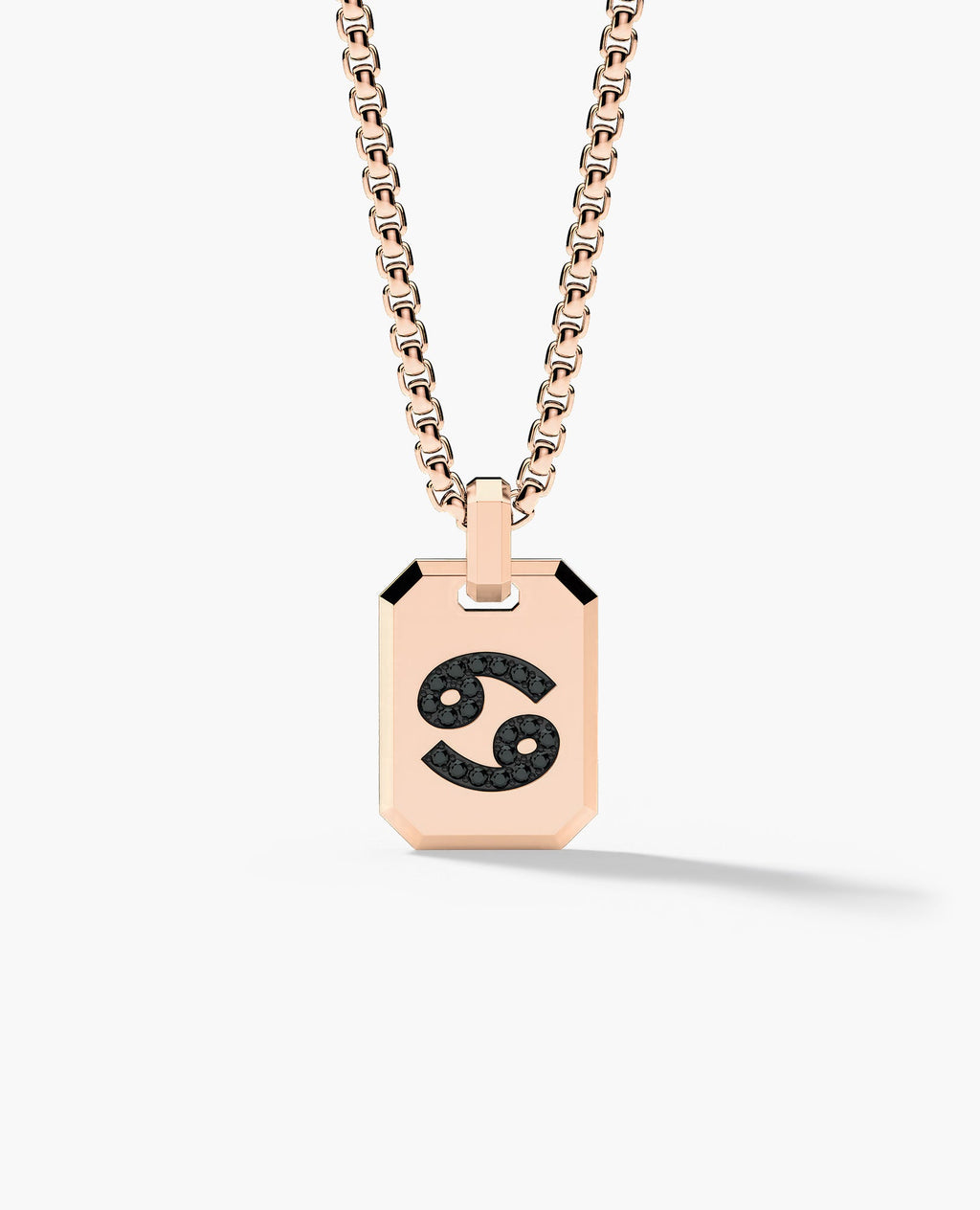 CANCER MINI ZODIAC Dog Tag Gold Pendant with 0.25ct Black Diamonds