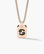 CANCER MINI ZODIAC Dog Tag Gold Pendant with 0.25ct Black Diamonds