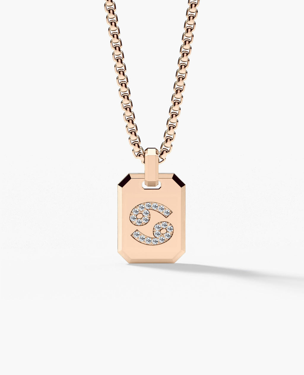 CANCER MINI ZODIAC Dog Tag Gold Pendant with 0.25ct Diamonds