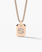 CANCER MINI ZODIAC Dog Tag Gold Pendant with 0.25ct Diamonds