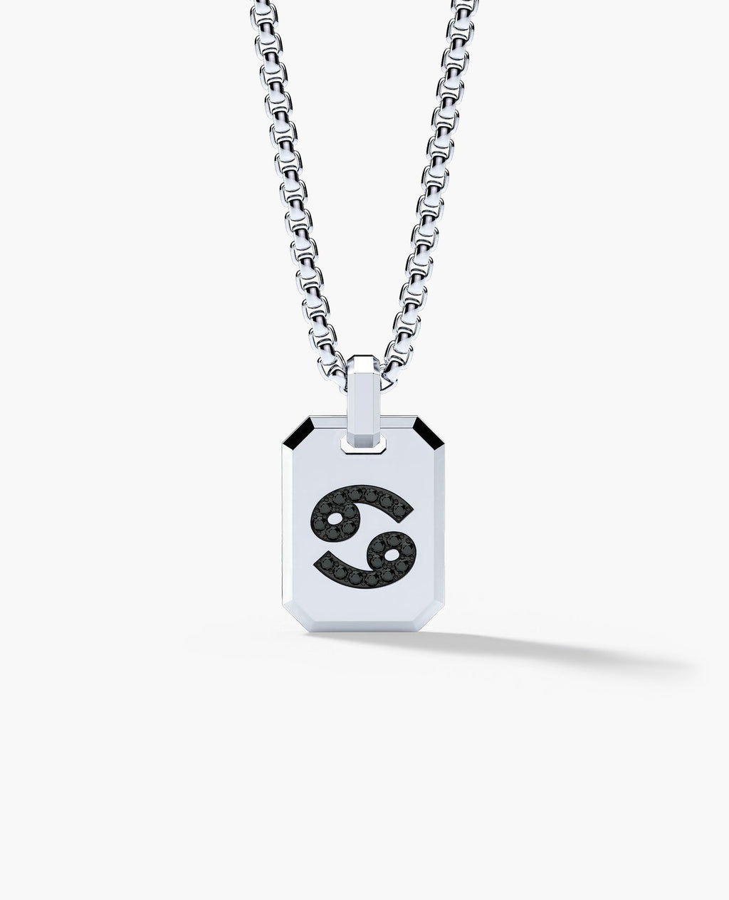 CANCER MINI ZODIAC Dog Tag Gold Pendant with 0.25ct Black Diamonds
