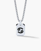 CANCER MINI ZODIAC Dog Tag Gold Pendant with 0.25ct Black Diamonds