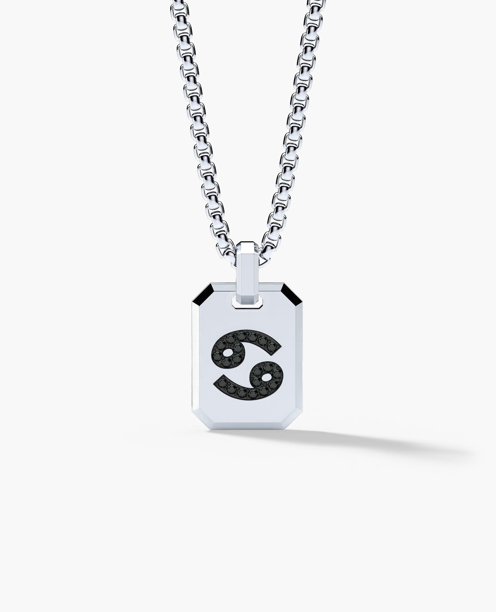 CANCER MINI ZODIAC Dog Tag Gold Pendant with 0.25ct Black Diamonds