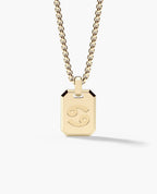 CANCER MINI ZODIAC Dog Tag Gold Pendant