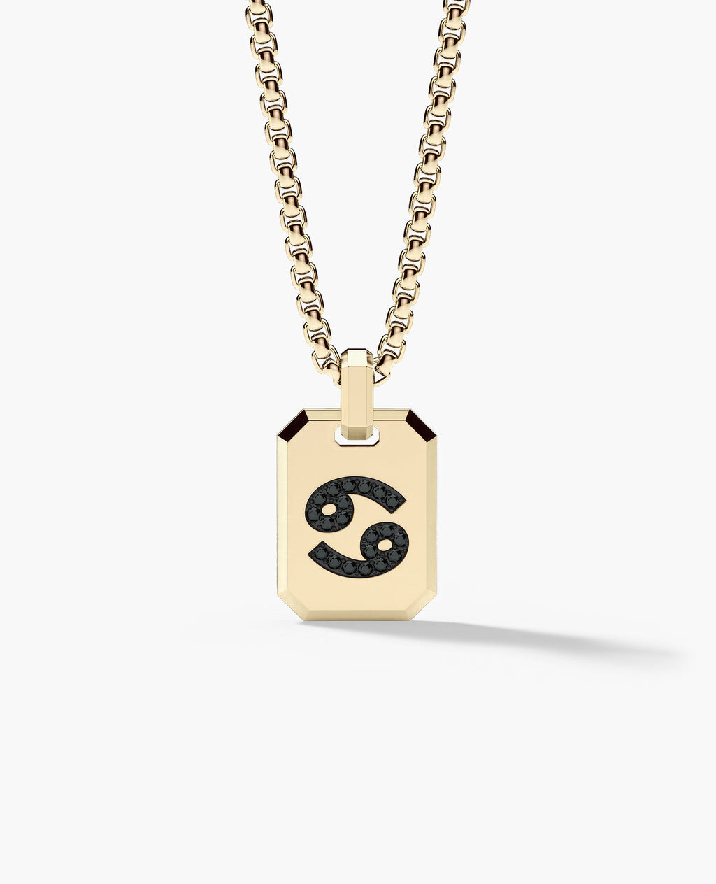 CANCER MINI ZODIAC Dog Tag Gold Pendant with 0.25ct Black Diamonds