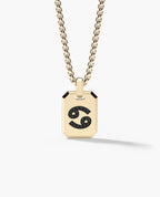CANCER MINI ZODIAC Dog Tag Gold Pendant with 0.25ct Black Diamonds