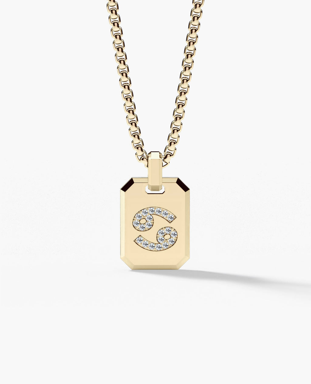 CANCER MINI ZODIAC Dog Tag Gold Pendant with 0.25ct Diamonds
